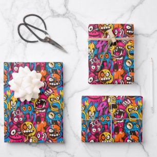 Cool comic graffiti tiled pattern wrapping paper sheets