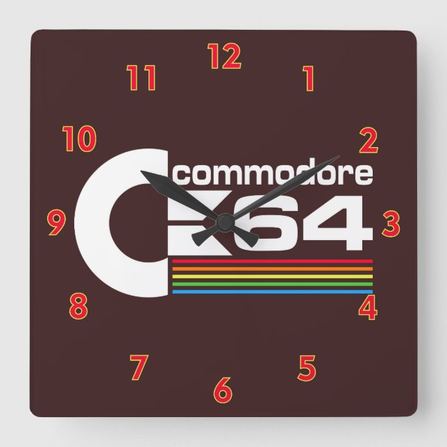 Cool Commodore C64 Computer Logo Square Wall Clock (Front)