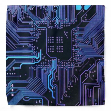 Cool Computer Circuit Board Blue Bandana