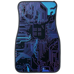 Cool Computer Circuit Board Blue Car Floor Mat