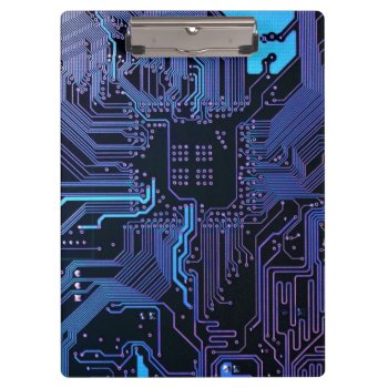 Cool Computer Circuit Board Blue Clipboard by FlowstoneGraphics at Zazzle