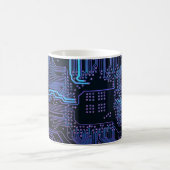 Cool Computer Circuit Board Blue Coffee Mug (Center)