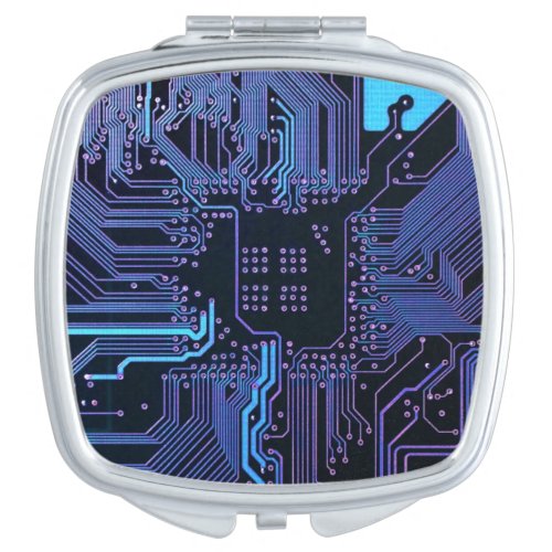 Cool Computer Circuit Board Blue Compact Mirror