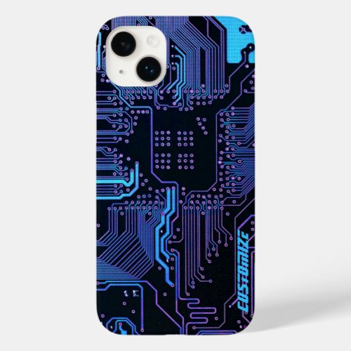 Cool Computer Circuit Board Blue Custom Case_Mate iPhone 14 Plus Case