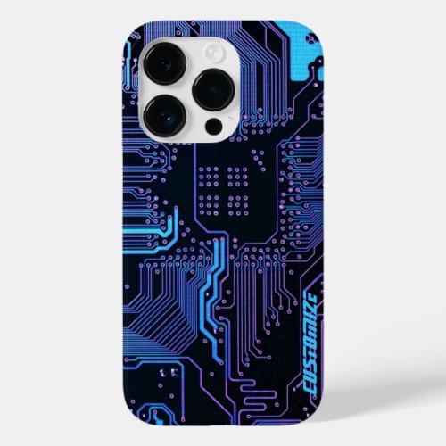 Cool Computer Circuit Board Blue Custom Case_Mate iPhone 14 Pro Case