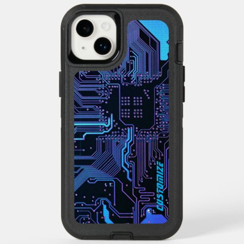 Cool Computer Circuit Board Blue Custom OtterBox iPhone 14 Plus Case