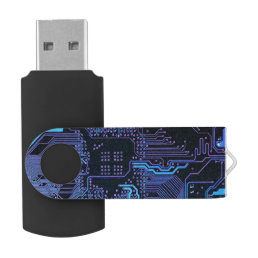 Cool Computer Circuit Board Blue Flash Drive