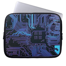 Cool Computer Circuit Board Blue Laptop Sleeve