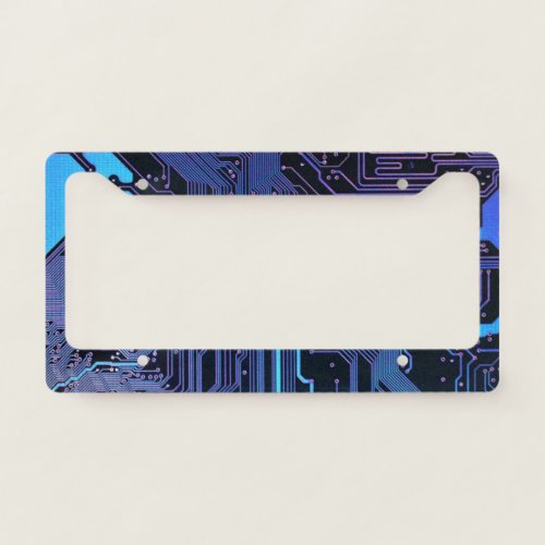 Cool Computer Circuit Board _ Blue License Plate Frame