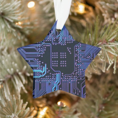Cool Computer Circuit Board Blue Ornament