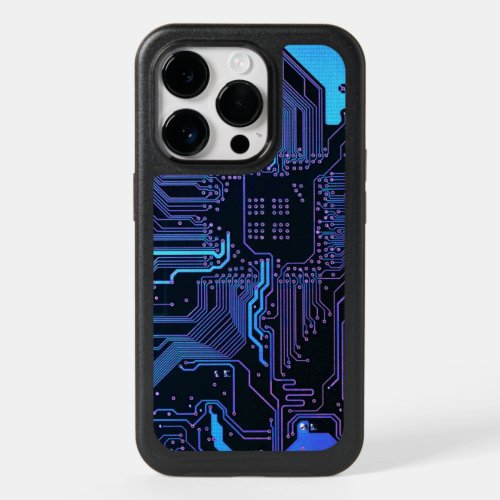 Cool Computer Circuit Board Blue OtterBox iPhone 14 Pro Case