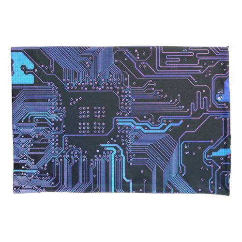 Cool Computer Circuit Board Blue Pillow Case