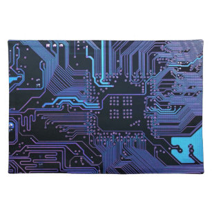 Cool Computer Circuit Board Blue Placemat