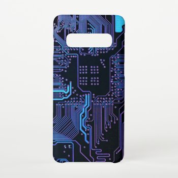 Cool Computer Circuit Board Blue Samsung Galaxy S10 Case by FlowstoneGraphics at Zazzle