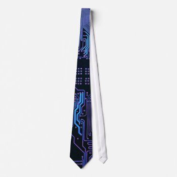 Cool Computer Circuit Board Blue Tie by FlowstoneGraphics at Zazzle