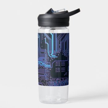 Cool Computer Circuit Board Blue Water Bottle by FlowstoneGraphics at Zazzle