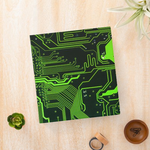 Cool Computer Circuit Board Green 3 Ring Binder