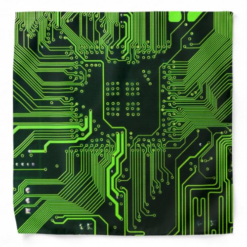 Cool Computer Circuit Board - Green Bandana