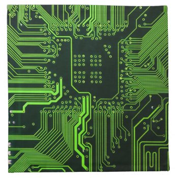 Cool Computer Circuit Board Green Cloth Napkin by FlowstoneGraphics at Zazzle