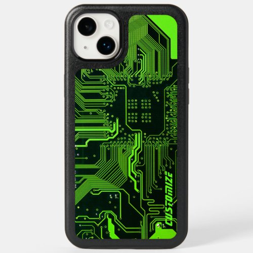 Cool Computer Circuit Board Green Custom OtterBox iPhone 14 Plus Case