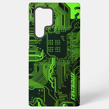 Cool Computer Circuit Board Green Custom Samsung Galaxy S22 Ultra Case by FlowstoneGraphics at Zazzle