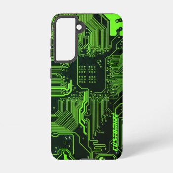 Cool Computer Circuit Board Green Custom Samsung Galaxy S21 Case by FlowstoneGraphics at Zazzle