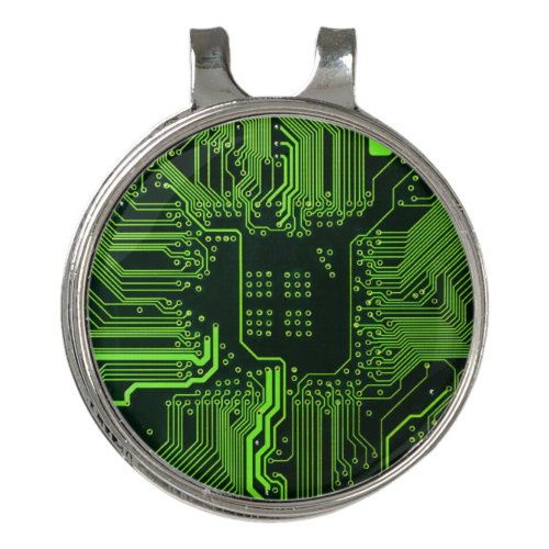 Cool Computer Circuit Board Green Golf Hat Clip