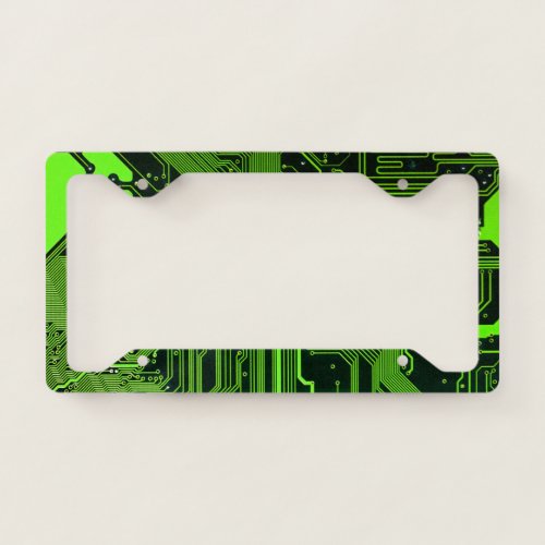 Cool Computer Circuit Board Green License Plate Frame