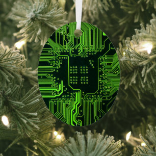 Cool Computer Circuit Board Green Metal Ornament