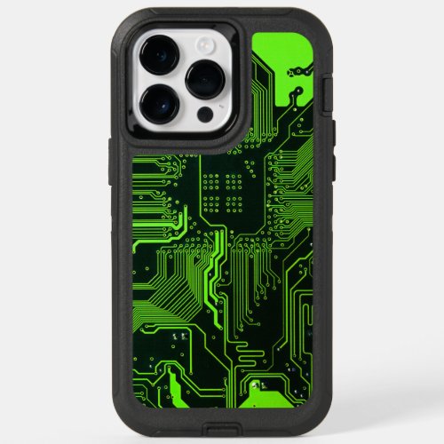 Cool Computer Circuit Board Green OtterBox iPhone 14 Pro Max Case