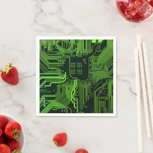 Cool Computer Circuit Board Green Paper Napkins