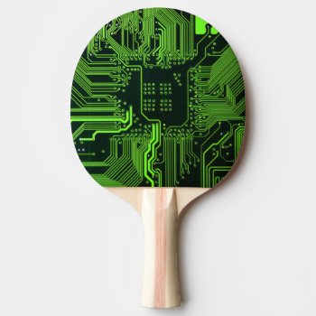 Cool Computer Circuit Board Green Ping Pong Paddle by FlowstoneGraphics at Zazzle