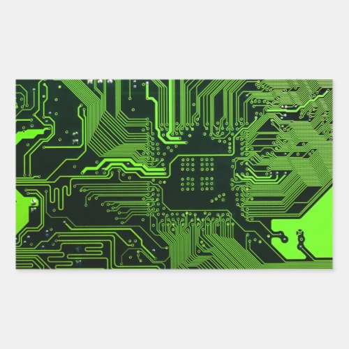 Cool Computer Circuit Board Green Rectangular Sticker