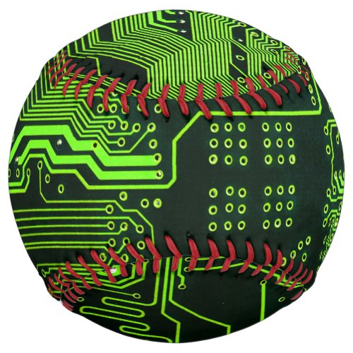 Cool Computer Circuit Board Green Softball