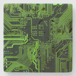Cool Computer Circuit Board Green Stone Coaster