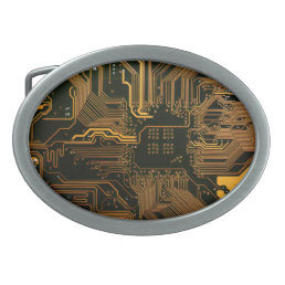 Cool Computer Circuit Board Orange Belt Buckle
