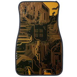 Cool Computer Circuit Board Orange Car Floor Mat