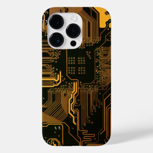Cool Computer Circuit Board Orange Case_Mate iPhone 14 Pro Case