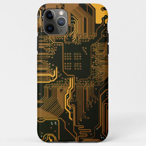 Cool Computer Circuit Board Orange iPhone 11 Pro Max Case