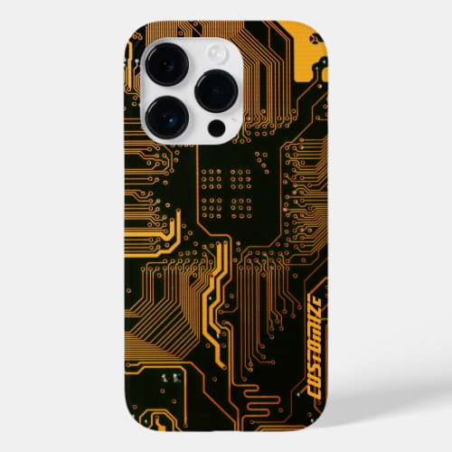 Cool Computer Circuit Board Orange Custom Case_Mate iPhone 14 Pro Case