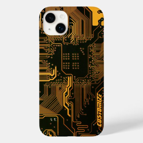 Cool Computer Circuit Board Orange Custom Case_Mate iPhone 14 Plus Case