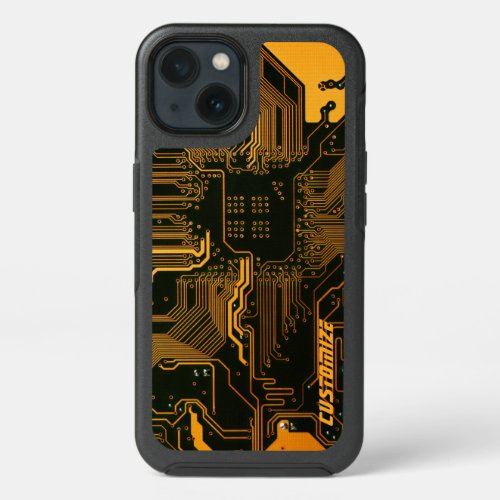 Cool Computer Circuit Board Orange Custom iPhone 13 Case
