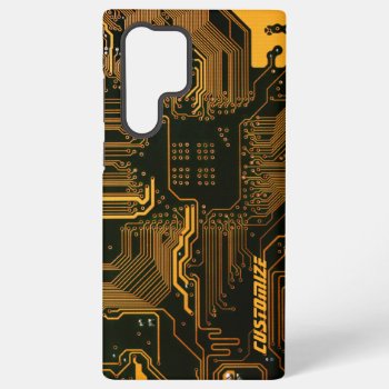 Cool Computer Circuit Board Orange Custom Samsung Galaxy S22 Ultra Case by FlowstoneGraphics at Zazzle