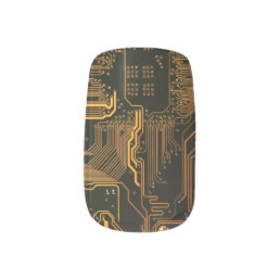 Cool Computer Circuit Board Orange Minx Nail Wraps