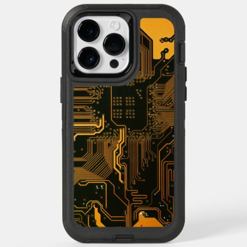 Cool Computer Circuit Board Orange OtterBox iPhone 14 Pro Max Case