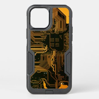 Cool Computer Circuit Board Orange Otterbox Commuter Iphone 12 Case by FlowstoneGraphics at Zazzle