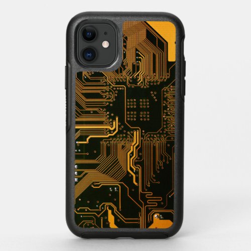 Cool Computer Circuit Board Orange OtterBox Symmetry iPhone 11 Case
