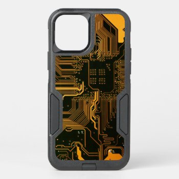 Cool Computer Circuit Board Orange Otterbox Commuter Iphone 12 Pro Case by FlowstoneGraphics at Zazzle
