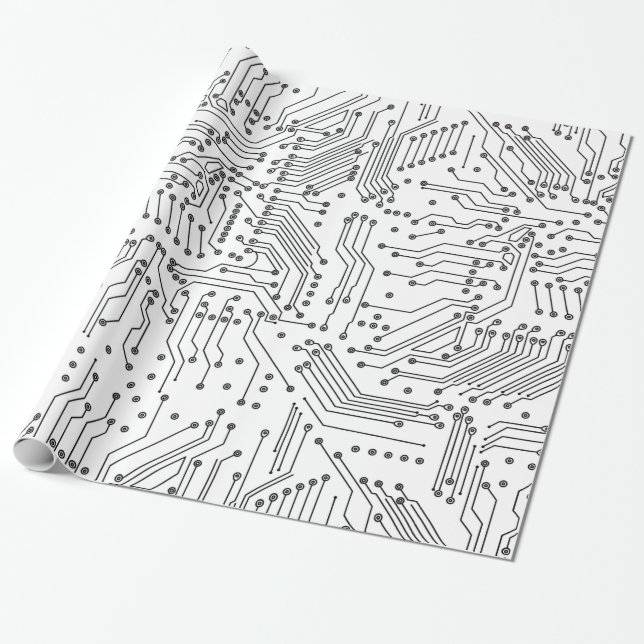 Cool Computer Circuit Board Wrapping Paper (Unrolled)