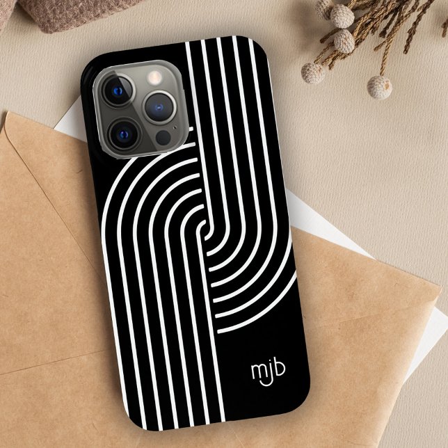 Cool Concentric Arch Retro Modern with Monogram Case-Mate iPhone Case (Creator Uploaded)